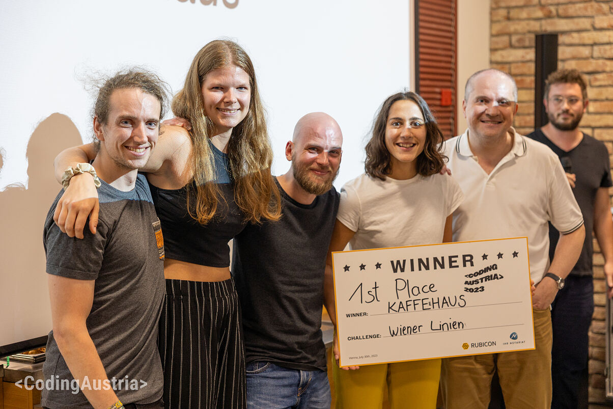 Das Team „Kaffeehaus“ hat sich in 24 Stunden nicht nur eine App, sondern auch den Sieg des 2.  CodingAustria  Hackathons erarbeitet.